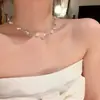 Collar de Doble Capa Estilo Coreano Ins con Estrellas y Perlas para Mujer, Accesorio Gargantilla de Lujo de Alta Gama, Gargantilla de Cadena para Clavícula