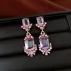 Collar y Pendientes Cuadrados Geométricos Irregulares Incrustados de Diamantes, Cadena Clavicular Retro, Set de Joyería de Lujo Ligero y de Alta Gama para Mujer