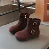 Outono/Inverno 2026 Novo Estilo Moda Bebê Meninas Botas Curtas com Fivela Estilo Coreano Princesa Cano Médio Botas de Algodão com Pelúcia Sapatos Infantis