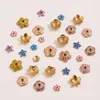 Soportes para cuentas con forma de flor para goteo de aceite de acero inoxidable, accesorios de joyería pintados, soportes para cuentas con forma de flor, cuentas espaciadoras, materiales para abalorios hechos a mano DIY