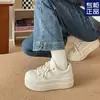 Zapatos de Lona de Plataforma Gruesa con Punta Redonda Versátiles y Modernos para Mujer 2025 Primavera/Verano Nuevos Tenis Casuales con Punta Ancha Modernos