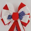 Nueva Corona de Flores de Lino Fino con Lazo de Estrella de Cinco Puntas para el Día de la Independencia Americana Transfronteriza Adorno Colgante para Fiesta Festiva