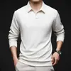Exportación transfronteriza, Camisa polo para hombre con cuello de gaviota, adecuada para primavera y otoño, casual y versátil, una camiseta de hombre de alta gama