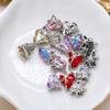 Novo estilo coração de pêssego torto Diamante xiemun xingmang Unha de celebridade da internet Joia de liga para unhas Cristal quente Acessórios de metal com diamante para unhas