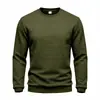 Sudadera Camiseta Básica Juvenil Jacquard Cuadros Pequeños Color Sólido Cuello Redondo Manga Larga Holgada Casual Transfronteriza Europea y Americana Otoño e Invierno para Hombre