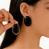Pendientes Ovalados Geométricos de Resina Retro Simples Estilo Europeo y Americano Exagerados Elegantes de Gama Alta Nicho para Mujer