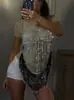 Europa e Estados Unidos colete feminino transfronteiriço moda joia com contas gola de sutiã top corrente corporal com contas corrente no peito