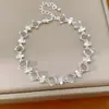 Pulseira Geométrica de Zircônia Estilo Ins Coreano para Mulheres Pulseira de Toque de Luxo Leve Nicho de Alto Padrão Joia de Mão Simples Versátil para o Dia a Dia
