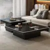 Mesa de Centro de Madera Maciza, Cuadrada, Minimalista, para Uso en el Hogar en la Sala de Estar, Sencilla, para Apartamentos Pequeños, de Estilo Antiguo, Mesa de Centro de Diseño Moderno Estilo Wabi-Sabi