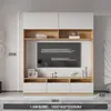 Gabinete de TV de Madeira Maciça Combinação Integrada Apartamento Pequeno Simples Nórdico Armário Multifuncional de Armazenamento Armário Lateral Armário de Parede para TV