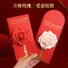 Gran Sobre Rojo del Día de San Valentín, Sobre Rojo de Flor de Rosa, Regalo para Novia, Sobre Rojo Ceremonial, Tarjeta de Felicitación Escrita a Mano, Regalo Creativo para Fiesta