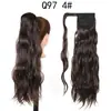 Extensão de Cabelo Sintético Longa Cacheada com Franja Envolvente Ondulada com Fita Mágica Rabo de Cavalo Ondulado