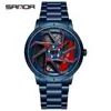 Reloj de cuarzo Sanda para hombre, moderno, sencillo, resistente al agua, creativo, hueco, de cuarzo, con rueda, electrónico.