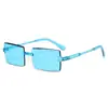 Gafas de sol cuadradas sin montura con borde cortado transfronterizas europeas y americanas, Gafas de sol personalizadas de una sola pieza de colores caramelo, Gafas de sol para protección solar al aire libre