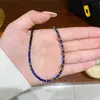 Moda Europeia e Americana Simples de Alta Qualidade Fivela OT Colar de Lápis Lazúli Espinélio Luxo Acessível Nicho Elegante Corrente de Clavícula com Contas
