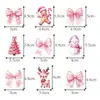 Cartão de Inserção de Decoração de Laço de Natal Novo Transfronteiriço, Cartão de Inserção de Decoração de Bolo Rosa para Festa de Natal de Inverno