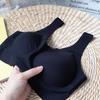 Transmisión en Vivo Hielo Músculo Enfriamiento Ropa Interior Femenina Una Pieza Sin Costuras Jersey Chaleco Sujetador Sujetador Delgado Color Sólido Verano