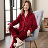 Pijama de mujer otoño e invierno forro polar de coral engrosado cálido de invierno para madre de mediana edad talla grande traje de franela para el hogar