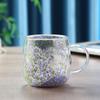 Nueva taza de arena movediza de vidrio de doble capa, taza de café con lentejuelas de alto valor, taza para leche para el hogar y la oficina, taza de té resistente al calor, transfronteriza