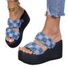 Comercio Exterior Sandalias de Moda con Cuña de Tacón Grueso para Mujer Verano Nuevas Chanclas de Mezclilla Boca de Pez para Mujer Transfronterizo