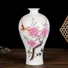 Vaso Pequeno de Cerâmica Flor de Pessegueiro com Pontos de Água Estilo Chinês Novo de Jingdezhen Vaso Ornamento Flor e Pássaro Vaso de Templo Presente de Aniversário