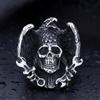 Guerrero de acero vintage joyería exagerada al por mayor personalidad europea y americana anillo de calavera de águila anillo para hombre