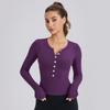 Ropa Deportiva de Yoga para Mujer Camiseta Lenzing Tencel Modal Aspecto Adelgazante Camisa Henry Top de Manga Larga para Correr Fitness