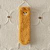Calcetines de terciopelo coral de oso para mujer, invierno engrosado que no suelta pelusa, calcetines largos para dormir en casa, calcetines largos para piso, calcetines de dibujos animados con pompón de piel