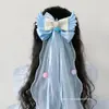 Nuevo set de accesorios para el cabello de princesa de hielo azul con alas de ángel, moño, pinza BB y combinación de banda elástica para niñas