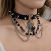 Collar Gótico Diablo Cruz Araña Borla Remache Hip Hop Personalidad Sentido del Diseño Exagerado Punk