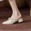 Sandálias de salto médio plataforma importadas para comércio exterior, estilo slip-on, novo verão 2024, estilo fada, sapatos de salto alto com pérolas, antiderrapantes, sapatos femininos