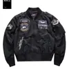 Jaqueta Piloto Ma1 de Trabalho Pesado Jaqueta Baseball Bordada para Homens, Macacão de Voo Estilo Americano Solto Roupa de Trabalho para Outono e Inverno