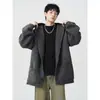 Suéter com Capuz de Comprimento Médio Masculino Outono e Inverno Jaqueta Cardigan Suéter Preguiçoso Solto Comércio Exterior Atacado Transfronteiriço