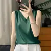 Venta al por mayor transfronteriza del fabricante Nuevo estilo Primavera/Verano Malla Escote en V Satén Sedoso Sin mangas Camisola para Mujer En stock