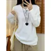 Camiseta Básica de Algodón Puro para Hombres y Mujeres, Camisa Base Blanca, Top Casual Simple de Hombro Normal con Mangas Largas para Usar en Capas, Primavera 2026