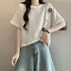 Camiseta Coreana Irregular de Manga Curta WZXSK para Mulheres Baixas Verão 2026 Design Cropped Esconde a Barriga Top de Nicho