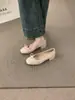 Zapatos de noche de verano para mujer Chuyuji estilo francés de lunares con lazo y tacón grueso, sin cordones de punta cuadrada poco profundos