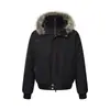 Chaqueta de algodón con capucha de dos piezas falsas con cuello de pelo para hombre, estilo de marca moderna europea y americana, cremallera de doble cursor, chaqueta de algodón tipo bomber
