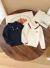 Estilo Coreano Primavera y Otoño Nuevo Conjunto para Hombre, Mujer y Niño Polo Elegante Bordado Tejido Manga Larga Pantalones Casuales Conjunto para Salir en Invierno
