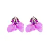 Pendientes de Flor con Incrustaciones de Diamantes de Color Sólido con Diseño Personalizado Transfronterizo Europeo y Americano Estilo Dulce Simple Pendientes de Moda para Viajeros Suministro
