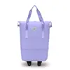 Nova bolsa de viagem com padrão de diamante, bolsa de maternidade, com rodas universais, compartimentos separados para itens molhados e secos, mala expansível e bolsa de ginástica de grande capacidade
