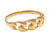 Pulsera trenzada Omaca estilo gota de agua brillante clásica europea y americana, pulsera abierta de acero inoxidable chapado en oro de 18 quilates, a la moda, estilo pareja