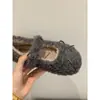 Zapatos Peludos de Mujer para Combinar con Faldas, para Uso en Exteriores, Invierno 2025, Dulces Franceses con Lazo, Zapatos Mary Jane Cálidos