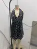 2024 Europa e Estados Unidos Amazon nova moda temperamento Europa e Estados Unidos transfronteiriço pescoço V preto sexy vestido curto