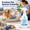 KineShineX Desodorante para Mascotas es un spray neutral, sin aroma y potente eliminador de olores, adecuado para camas de mascotas y areneros para gatos.