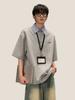 Polo de Manga Corta a Rayas de Estilo Americano Falso de Dos Piezas para Hombre Verano 2025 Diseño Nicho Camisa Casual con Cuello