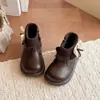 Botas de Combate con Lazo de Encaje para Niñas 2026 Otoño/Invierno Nuevas Botas Cortas Cómodas de Suela Suave para Niños Botas de Cuero Elegantes y Sencillas