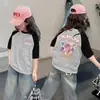 Camiseta de Verano para Niña de Manga Corta 100% Algodón Nuevo Estilo 2026 Camiseta Fina de Verano con Media Manga para Niños Niñas t