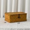 Caja de regalo de cesta de bambú de algas marinas hecha a mano, boda, caja de almacenamiento tejida con tapa, almacenamiento rectangular de ratán, caja de regalo de mano al por mayor