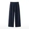 Pantalones casuales de pierna ancha de cintura alta para otoño e invierno en Milán, favorecedores para todos los tipos de cuerpo, con cordón elástico y corte recto, perfectos para el uso diario y para ir al trabajo, versátiles para mujer